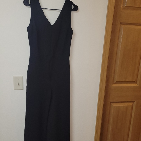 Lysee Black V Neckline Wide Leg Romper - Picture 2 of 14